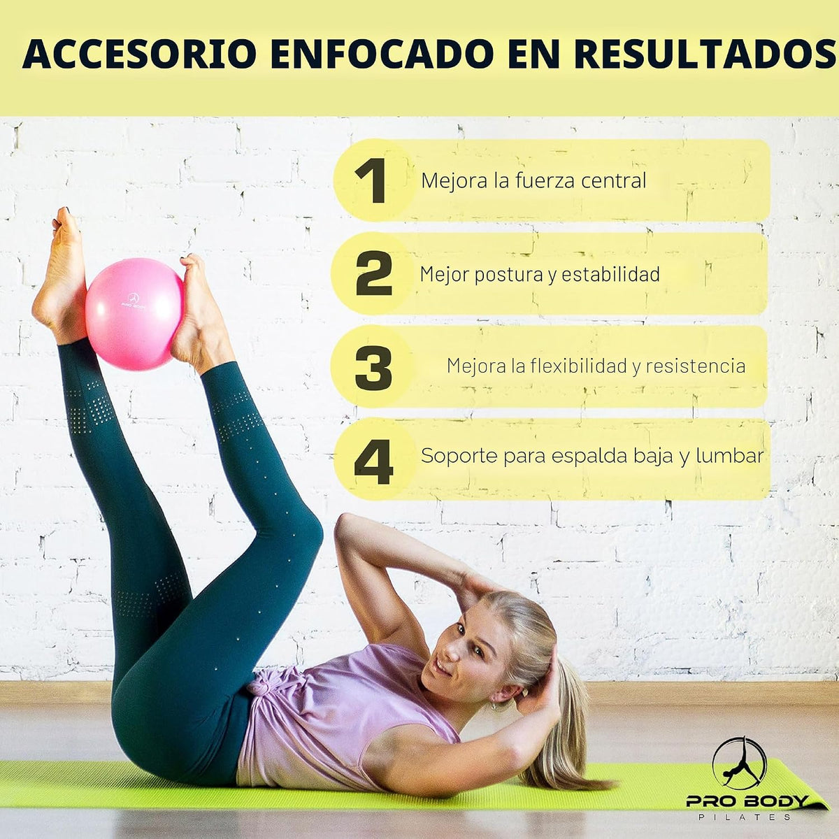 ProBody Pilates Mini Pelota de Ejercicio - Bola de 9 Pulgadas para...