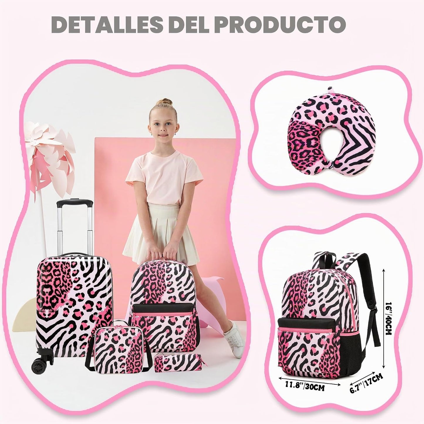 Juego de maletas para niños Esteemly 5 piezas Juego de maletas 16&#...