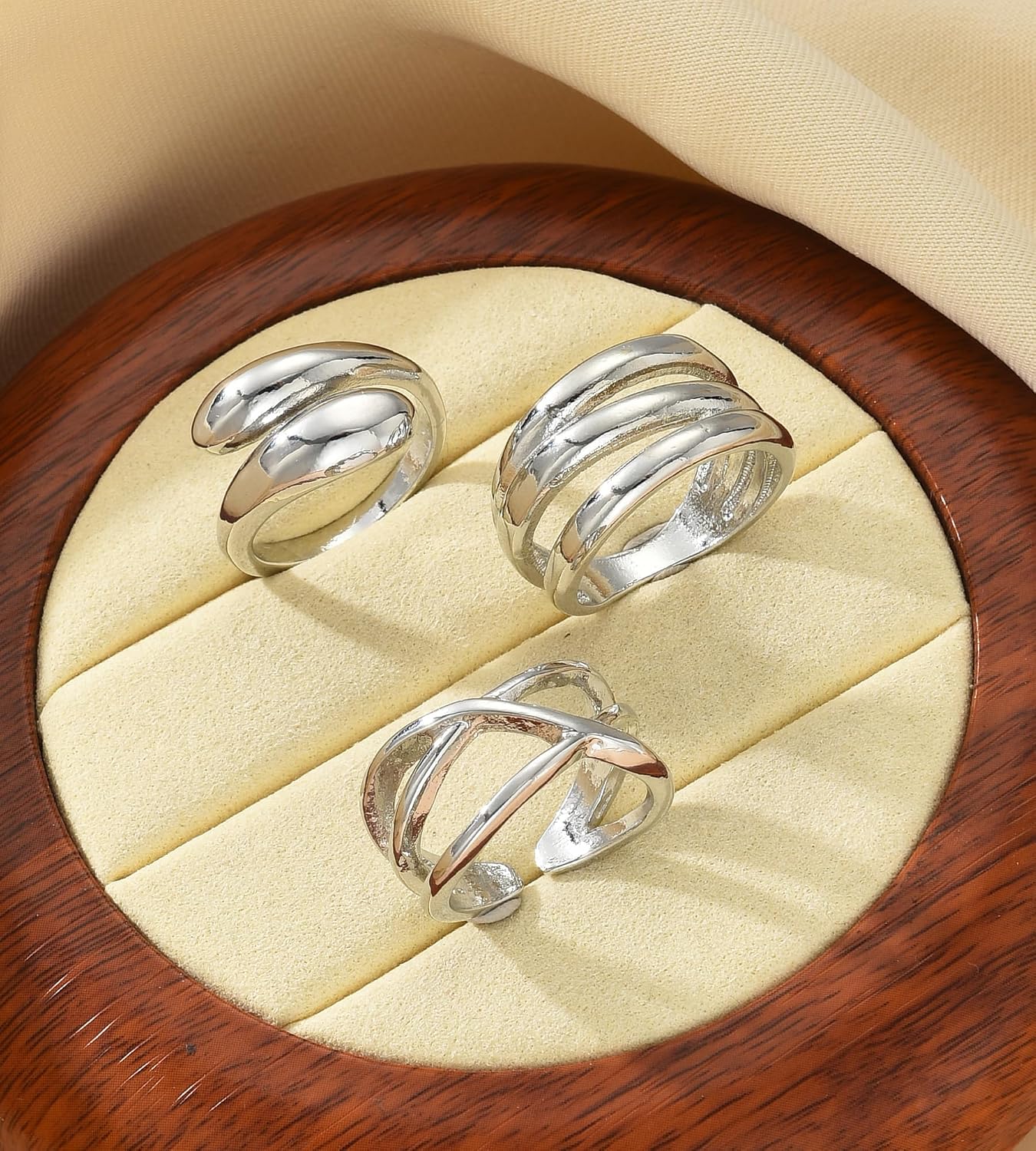 YEEZII Anillos Gruesos de Oro para Mujer Sin Deslustre, Anillo de P...