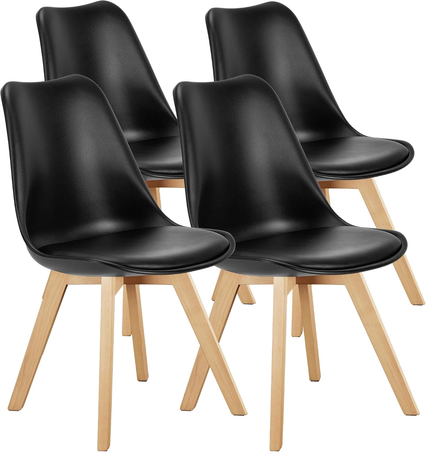 OLIXIS Juego de 4 sillas de comedor modernas, tapizadas de piel sin...