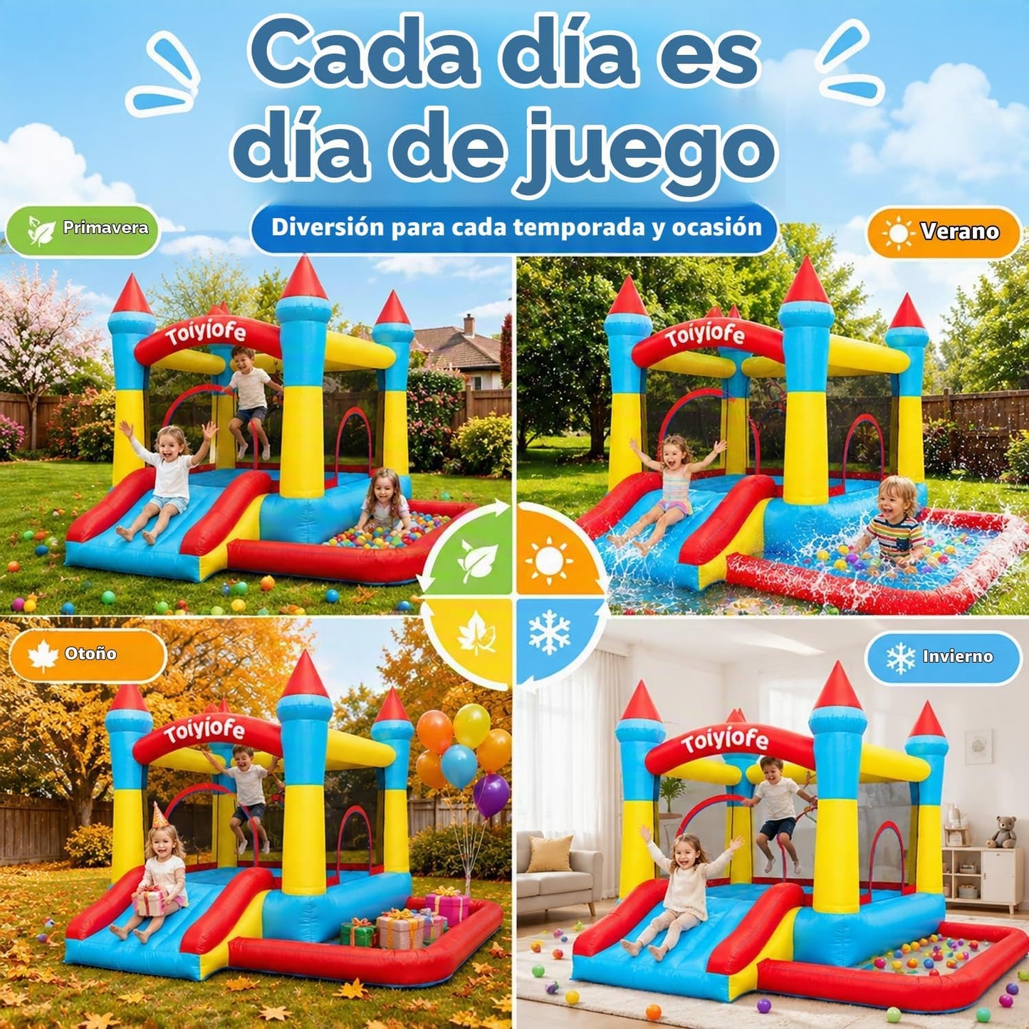 Castillo hinchable inflable para niños de 3 a 6 años, para interior...