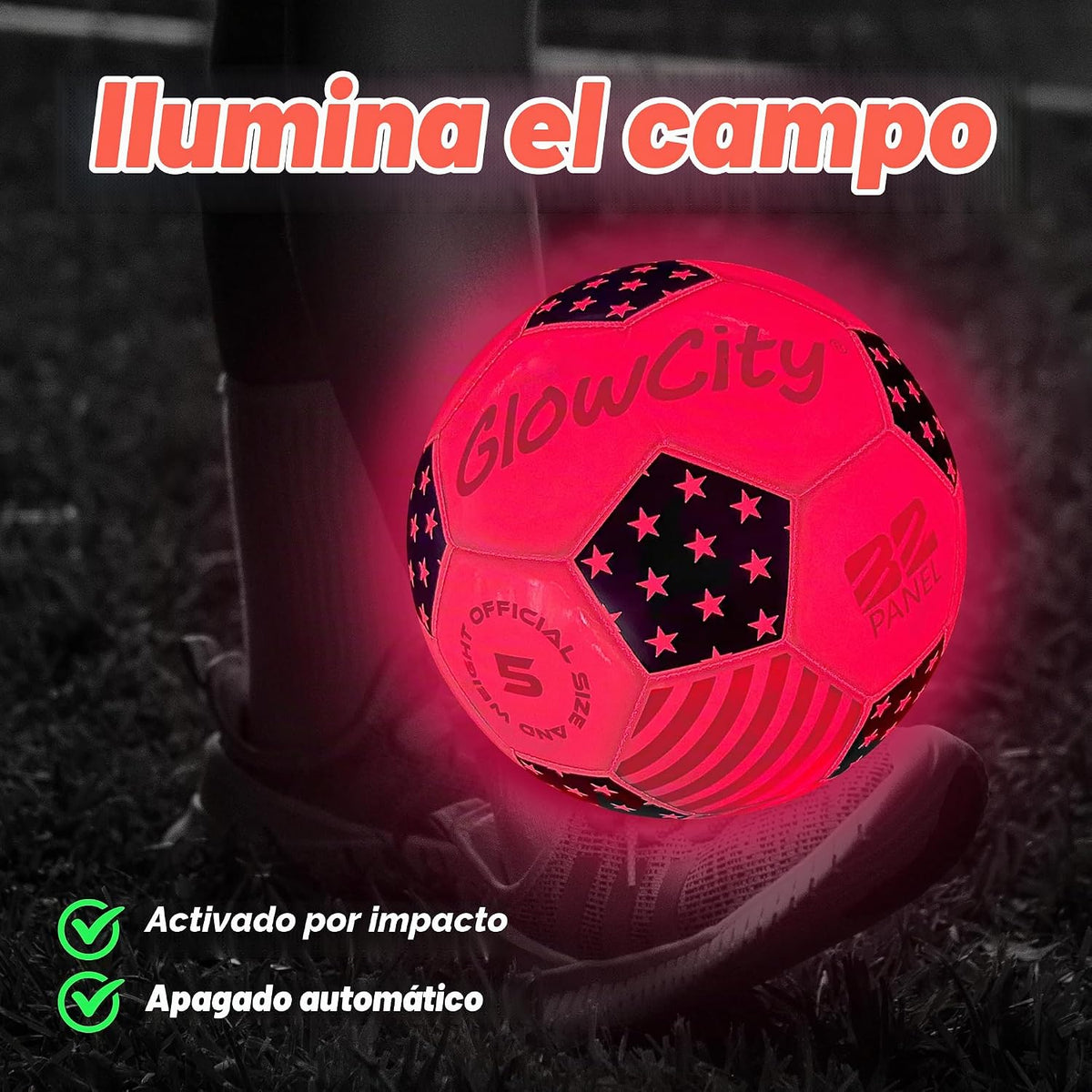 GlowCity Balón de fútbol que brilla en la oscuridad - Tamaños 3, 4,...
