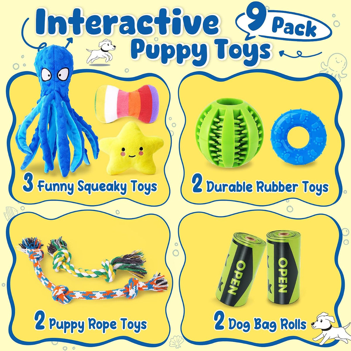 KIPRITII Paquete de 9 juguetes interactivos para cachorros sin rell...