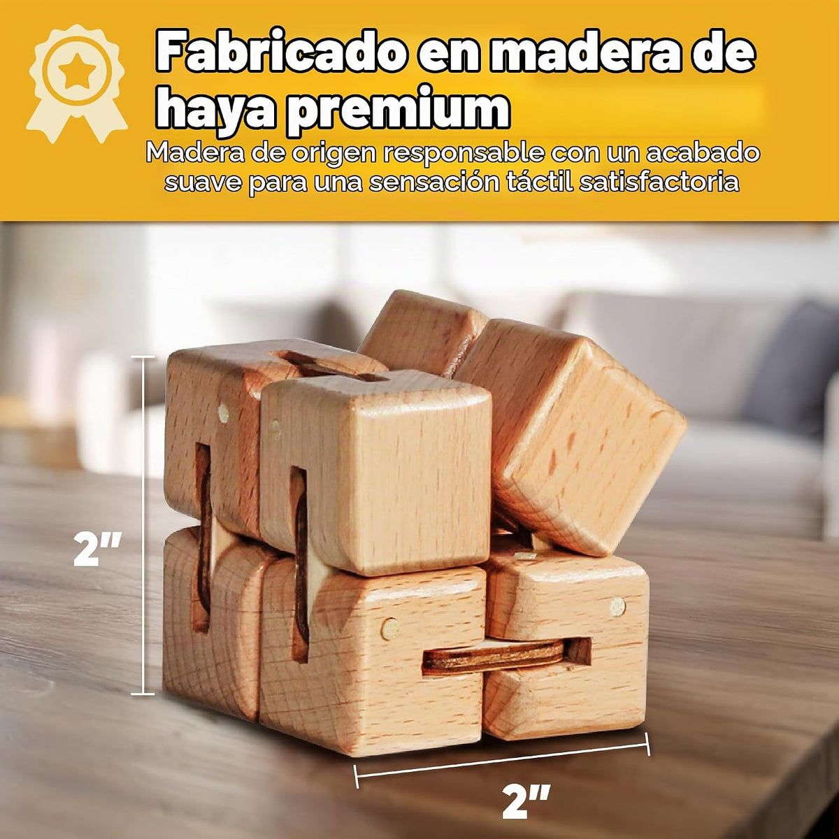 BunMo Cubo de madera para ansiedad \u2013 Cubo infinito de madera d...