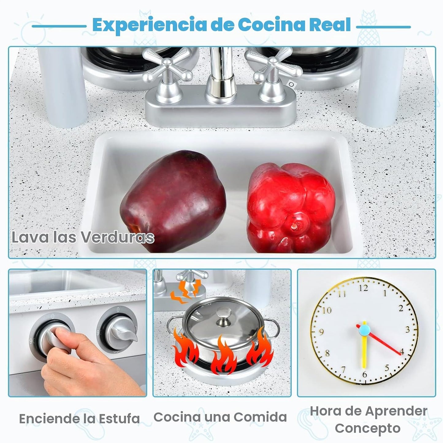 INFANS Estación de Trabajo Infantil 2 en 1 y Restaurante, Juego de...