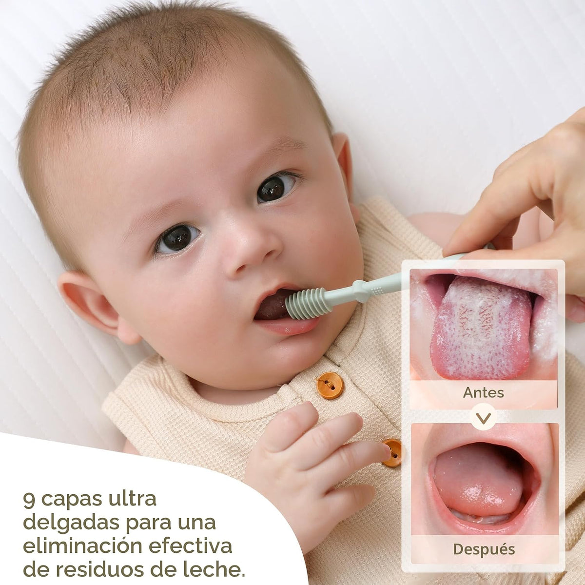Moonkie Limpiador de lengua para bebés, cepillo de dientes para niñ...