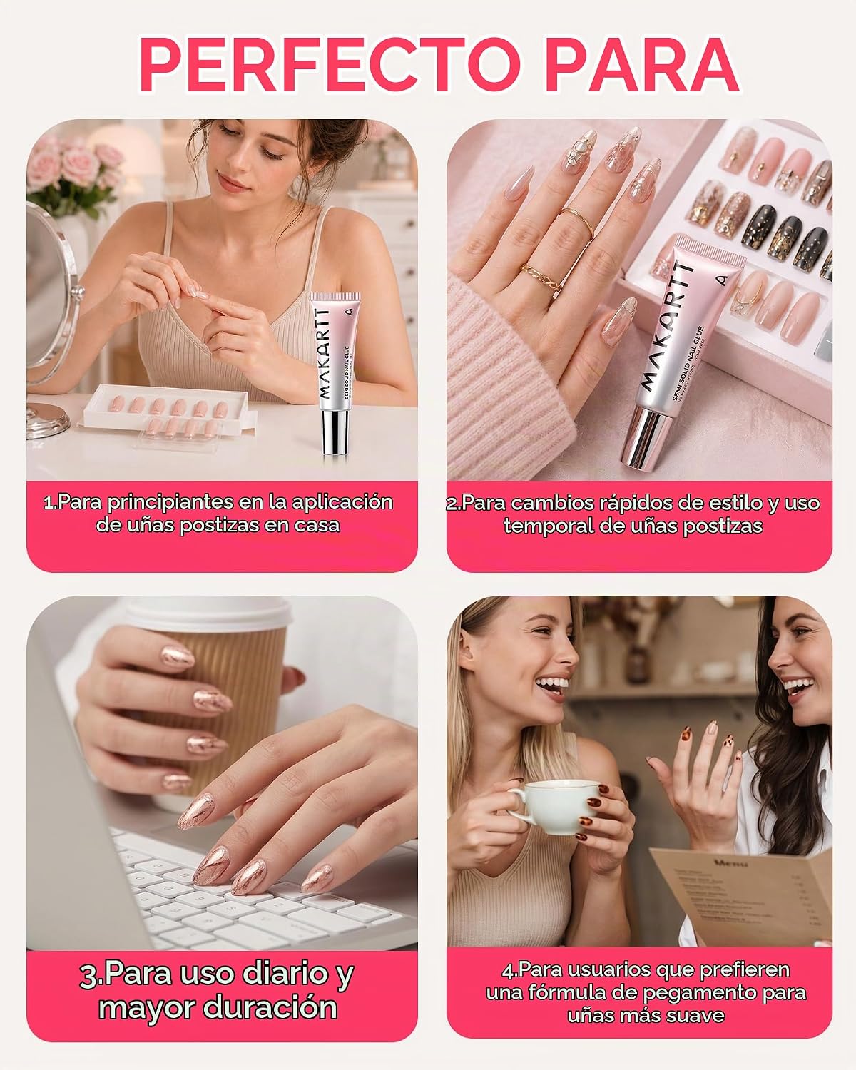 Makartt Pegamento de uñas a presión: 1 fl oz de gran capacidad, sem...