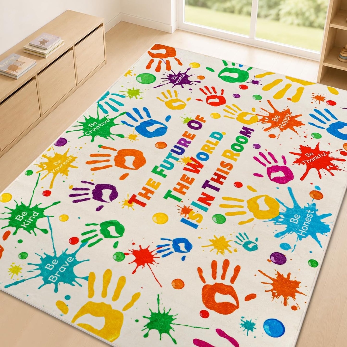 LTKOUGFAM Alfombra colorida para niños, alfombra lavable para niños...