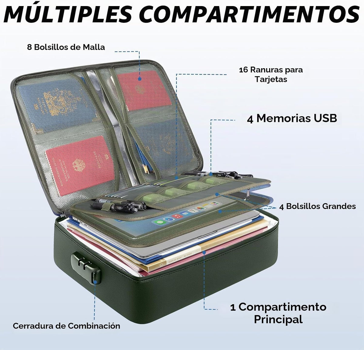 BALEINE - Caja de documentos ignífuga con cerradura, bolsa impermea...
