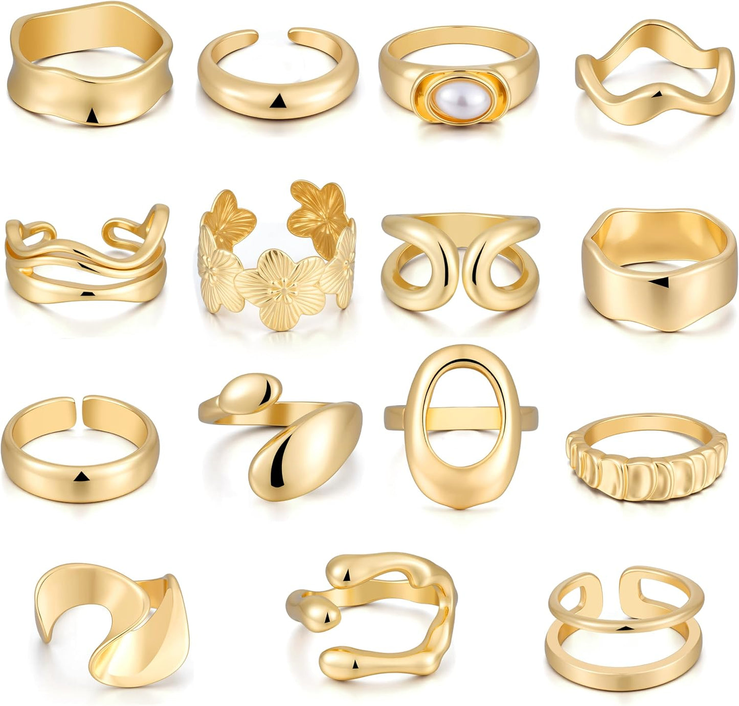 FAXHION Juego de 25 anillos apilables de oro para mujer, anillo de...