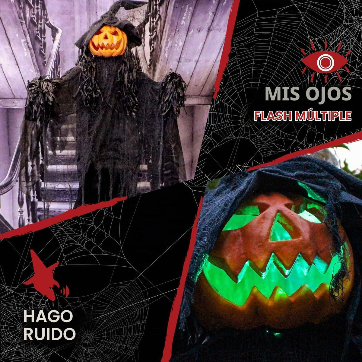 Haunted Hill Farm HHPUMP-3FLS | Espantapájaros animatrónico de tama...