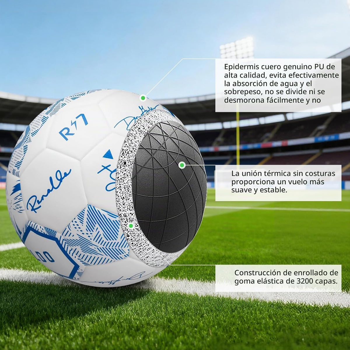 Balón de fútbol sin costuras tamaño 4\/5, termoadherido para entren...