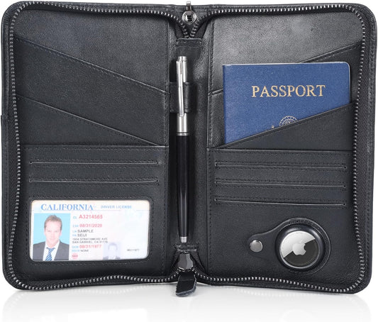 Polare - Funda para pasaporte de piel napa, para hombres y mujeres,...