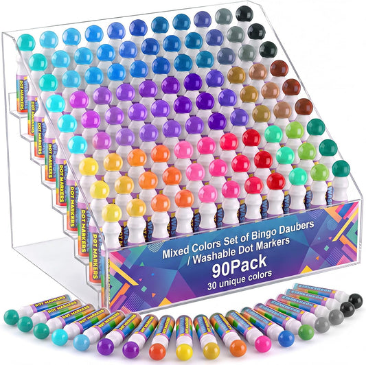 Crtiin Juego de 90 marcadores de puntos de colores mixtos en 30 col...
