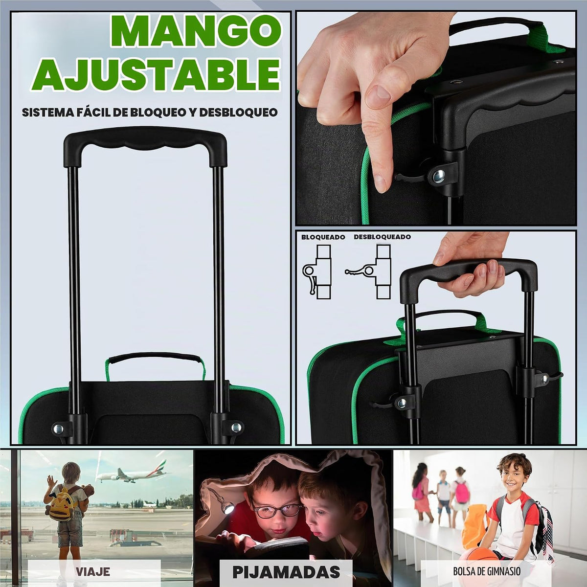 Minecraft - Maleta plegable con ruedas para niños, bolsa de viaje p...