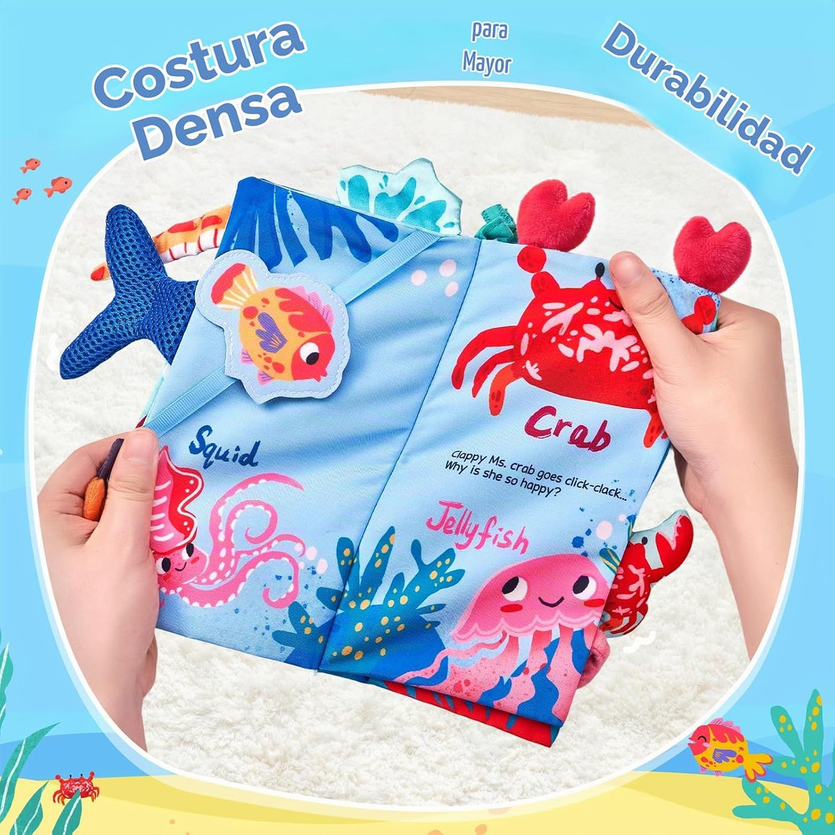 JoyCat Ocean Libros de Bebé Juegos 0-6 Meses, Libros de Tela para B...