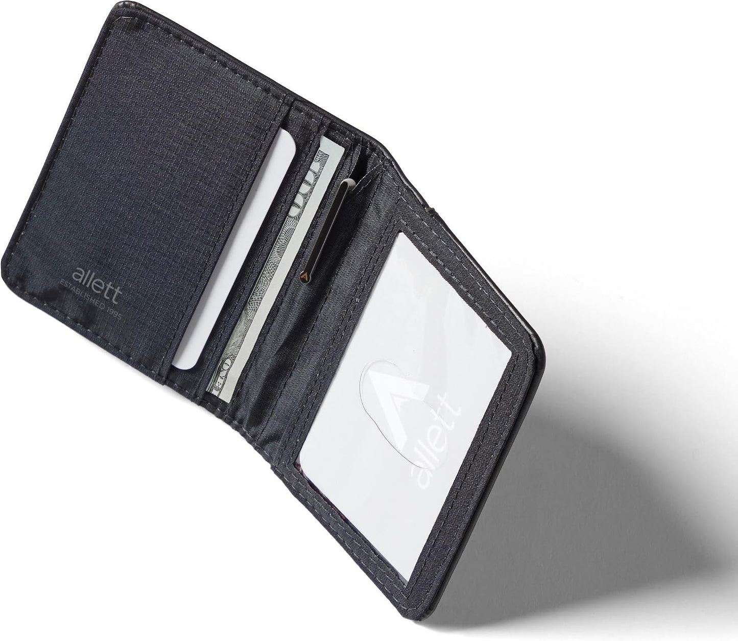 Allett Cartera híbrida para tarjetas, piel, bloqueo RFID, diseño ve...