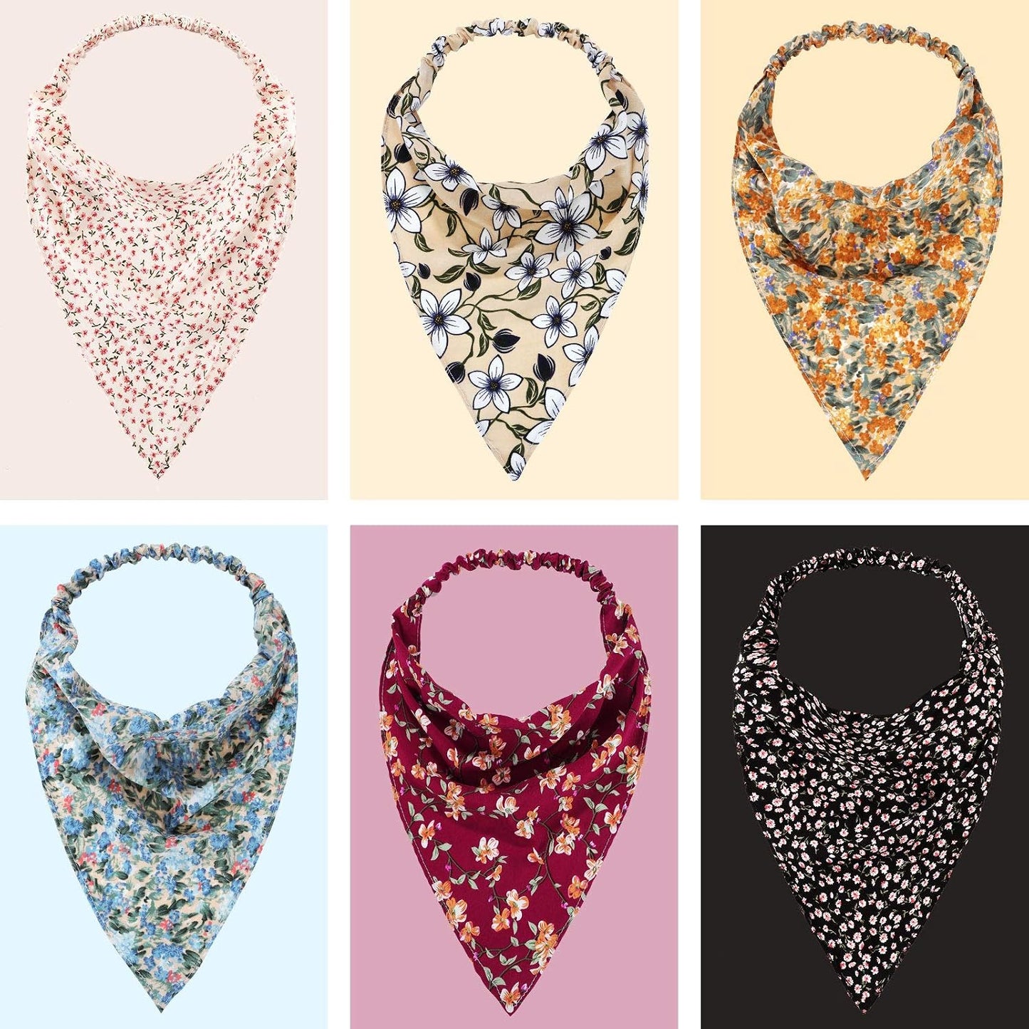 Syhood 6 bandanas florales para el cabello para mujeres y niñas, bu...