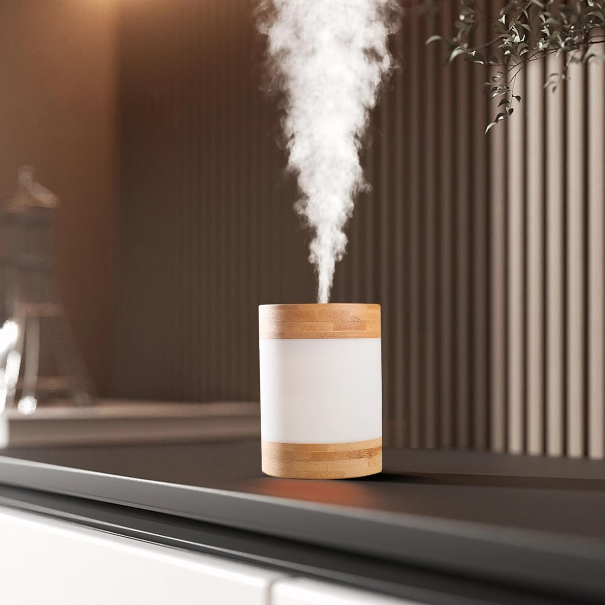 Mini humidificador ultrasónico de bambú, humidificador de escritori...