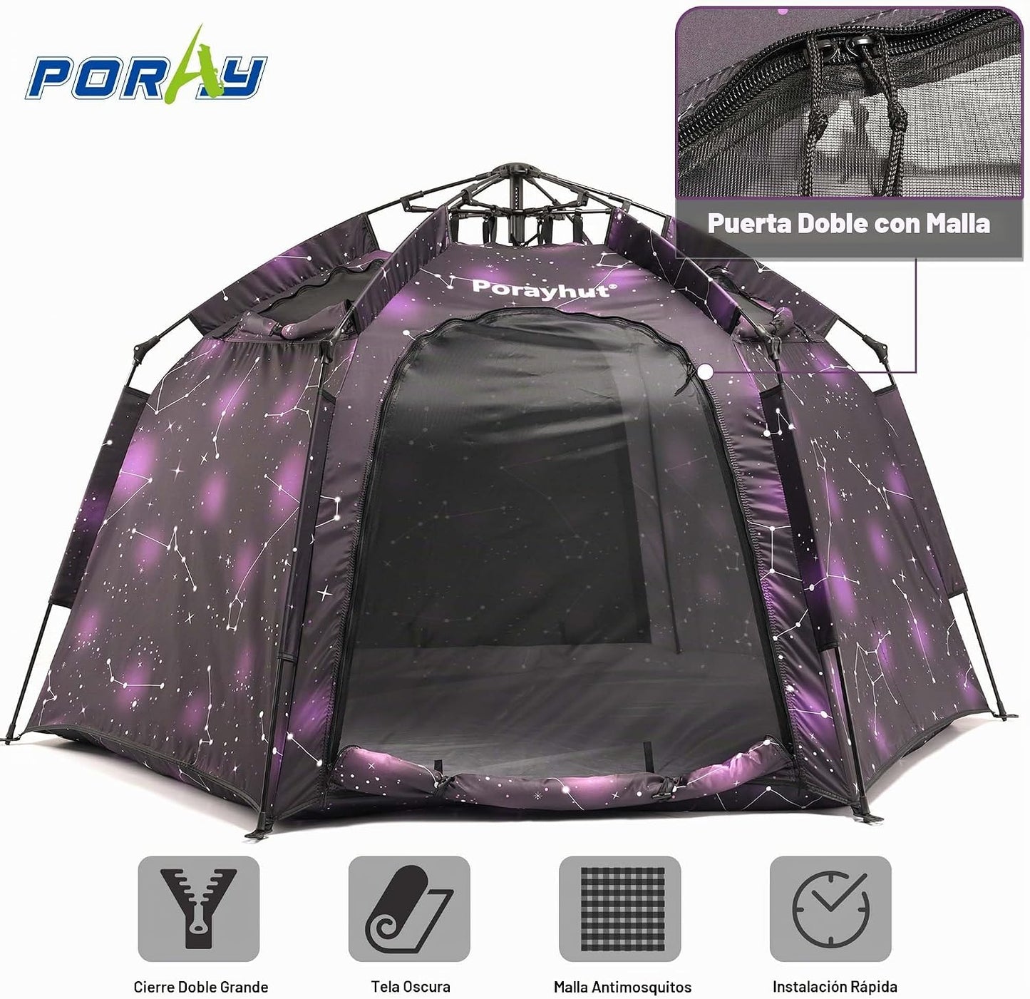 Tienda de campaña hexagonal portátil para niños con tira de luces L...