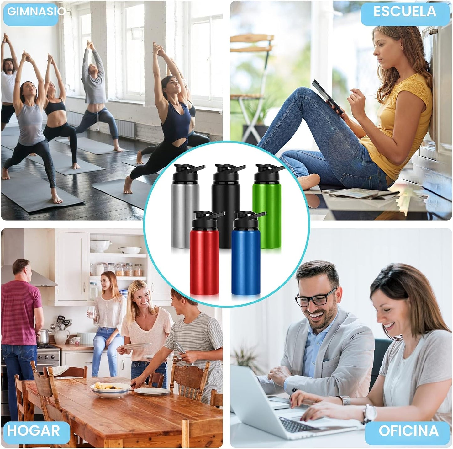LYDTICK Paquete de 10 botellas de agua a granel, botella de agua de...