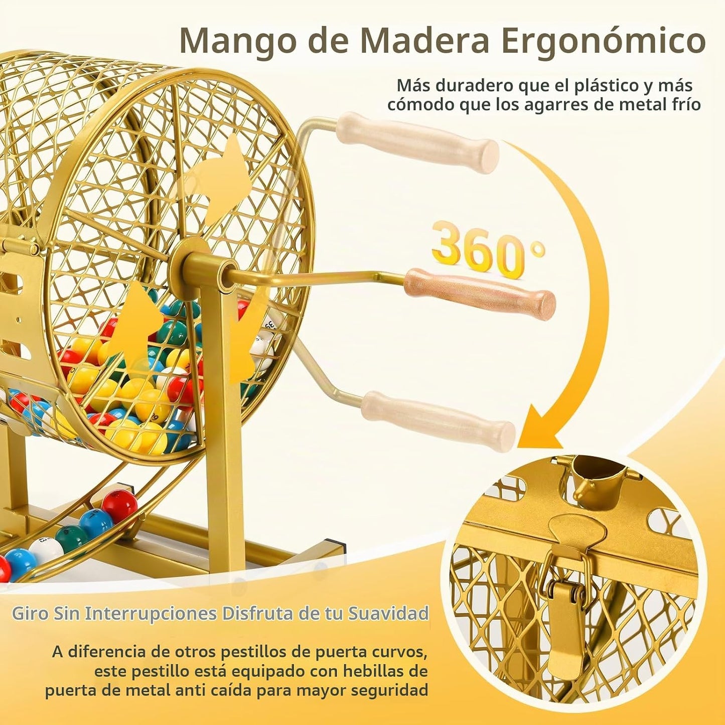 AugFir Juegos de bingo de 12.6 pulgadas de alto con jaula de acero,...