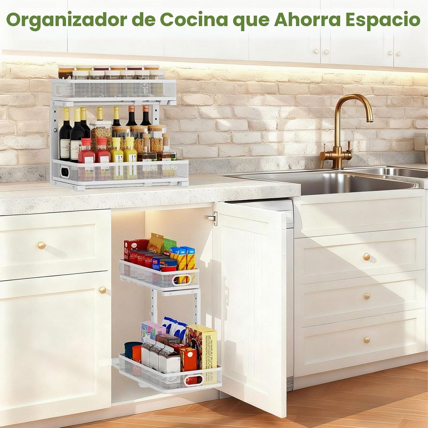 Organizador para debajo del fregadero, 2 unidades, estante de metal...