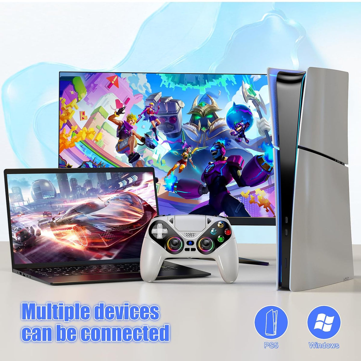 Gamrombo Controlador inalámbrico LED para PS5, compatible con PS5 P...