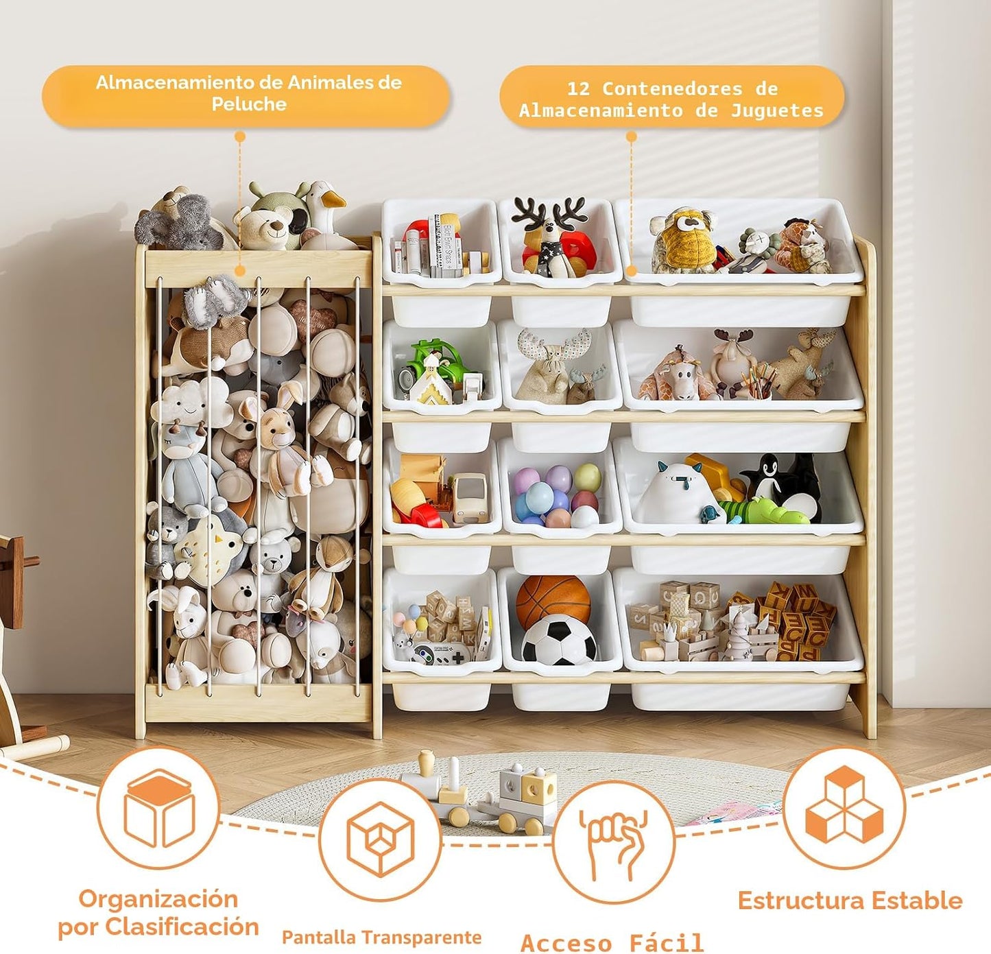 EXPERLAM Organizador de almacenamiento de juguetes para niños, 2 en...