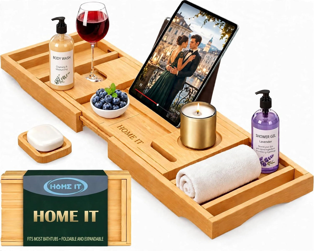 Home It Bandeja Premium Plegable para Bañera - Bandeja de Baño de B...