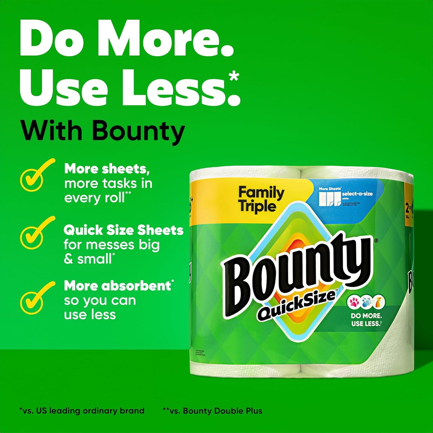 Bounty Quick-Size - Toallas de papel, paquete familiar de 8 rollos...