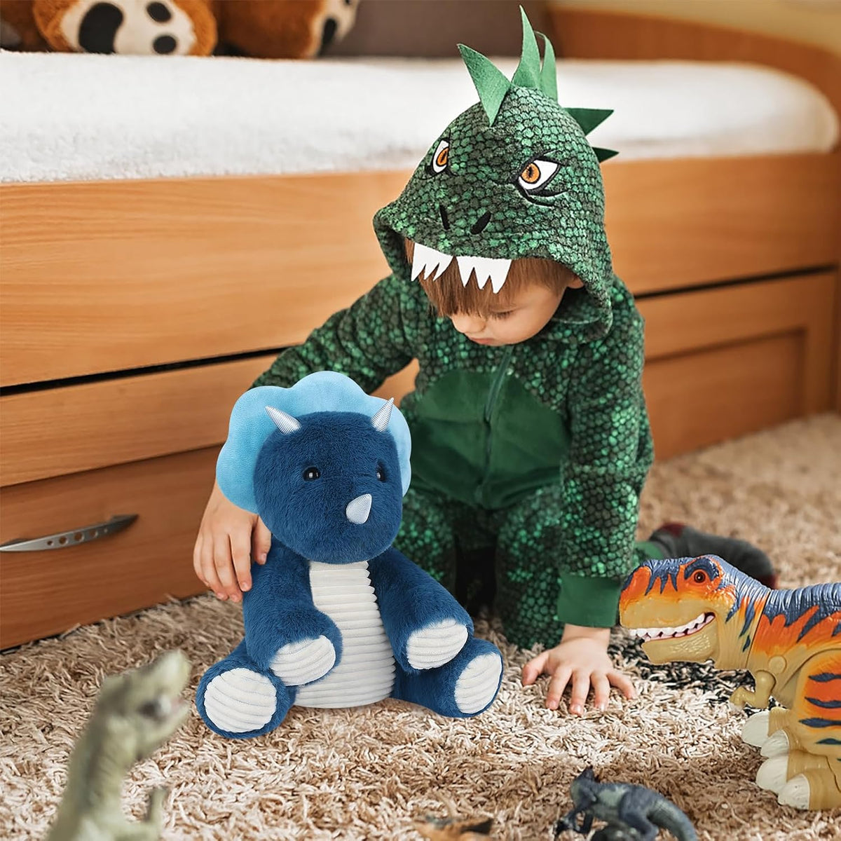 SuzziPals Animales de peluche de dinosaurio, almohadilla térmica de...