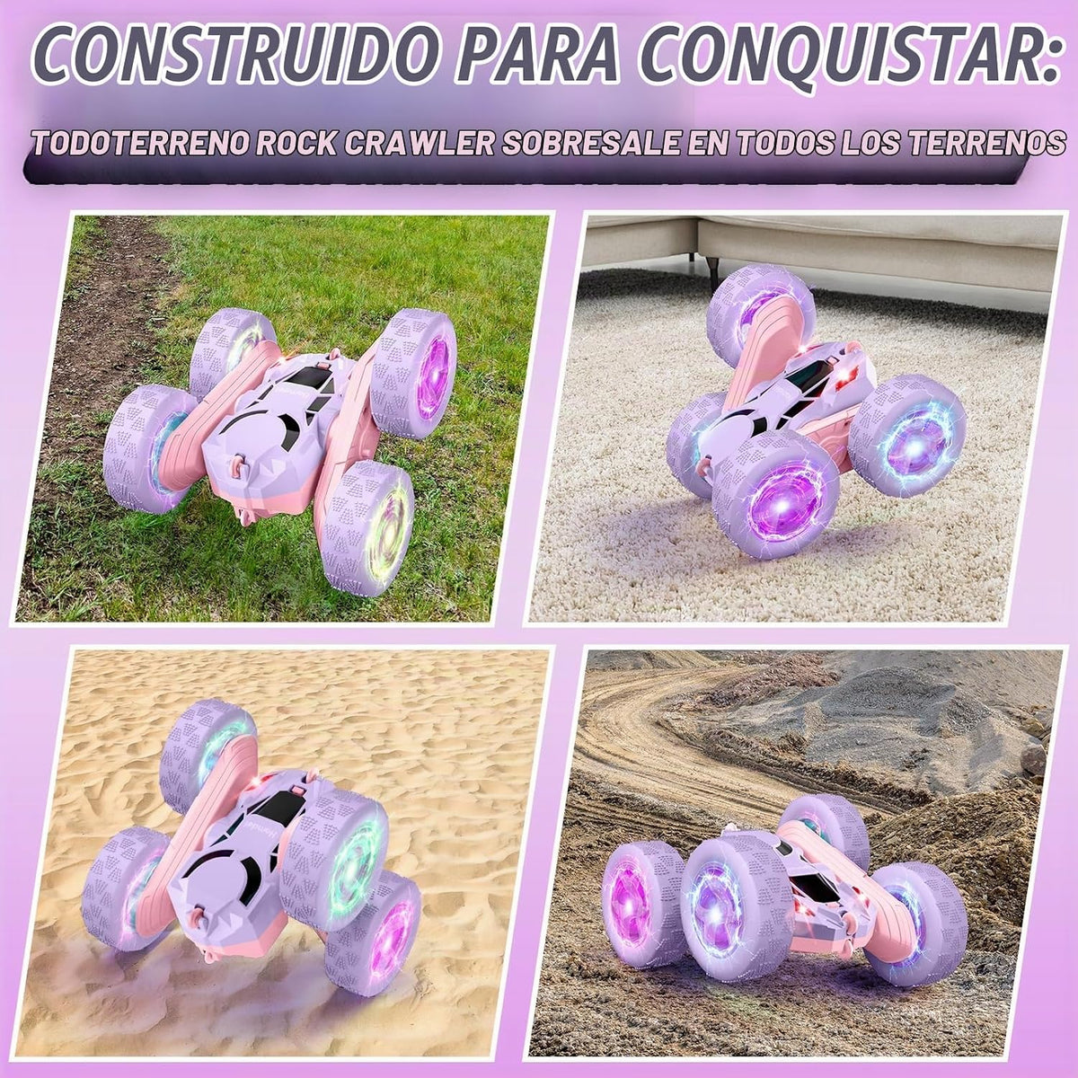 Hamdol Coche de control remoto, doble cara giratoria de 360° 4WD RC...