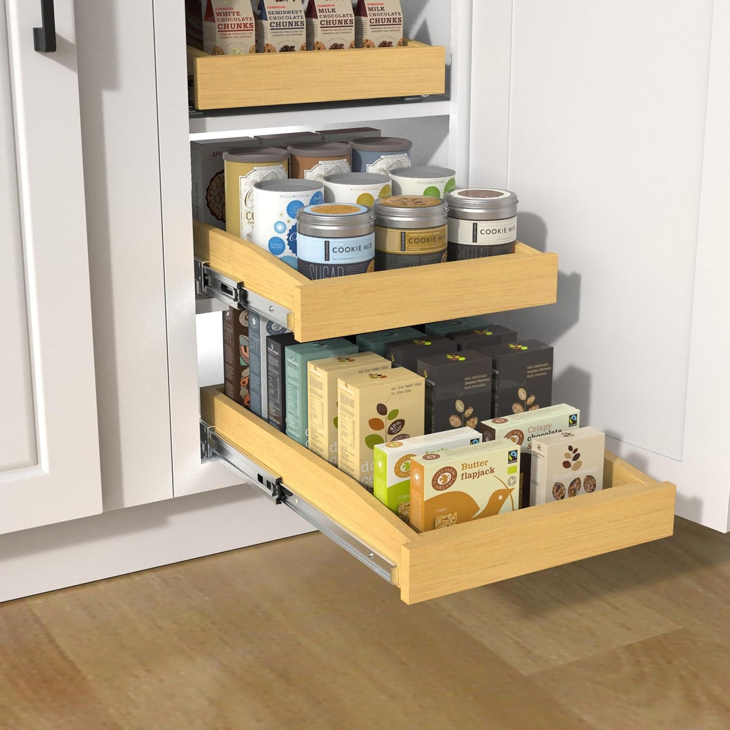 Organizador de gabinete extraíble de madera, 14 pulgadas de ancho x...