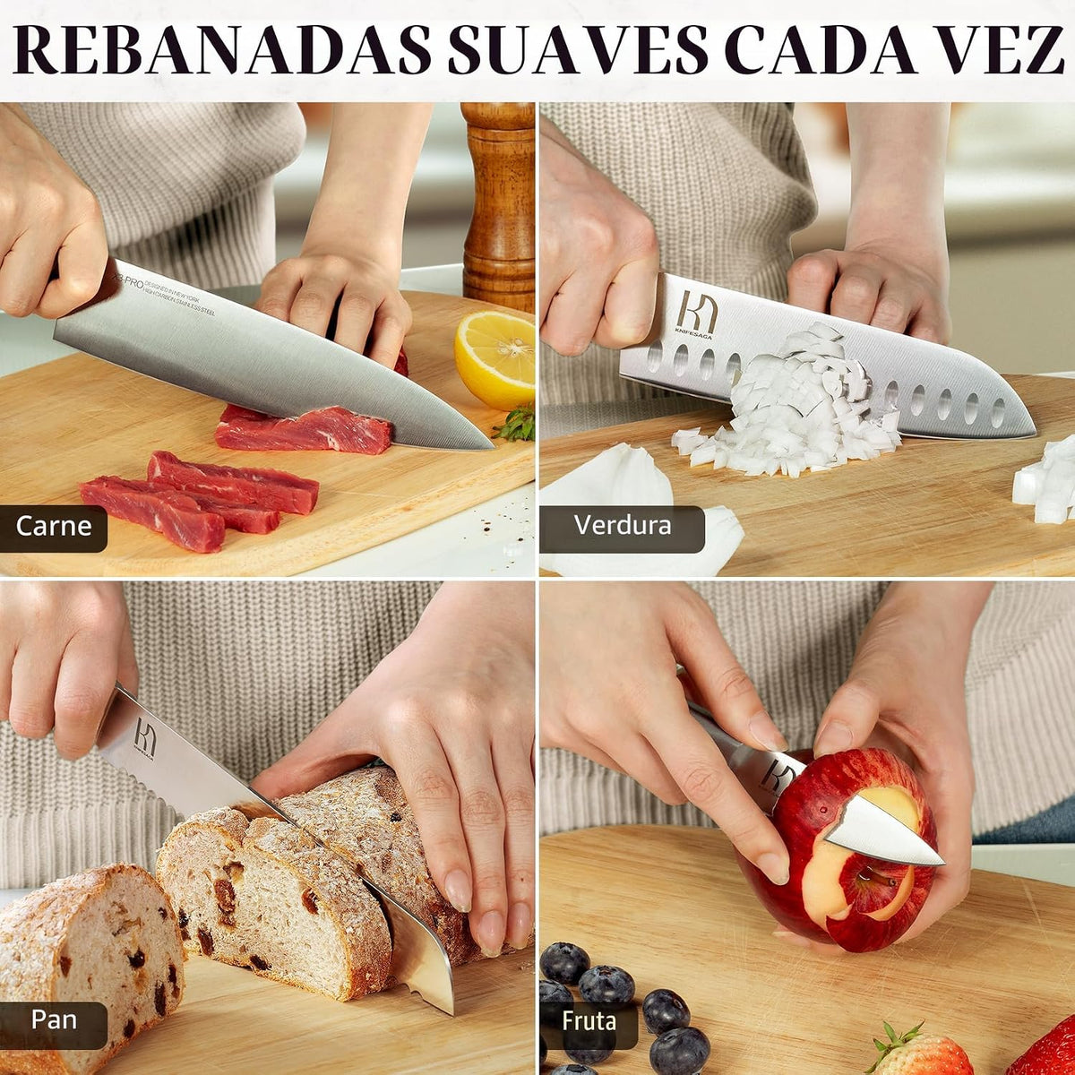 Juego de cuchillos KnifeSaga, juego de 14 piezas de cuchillos de co...