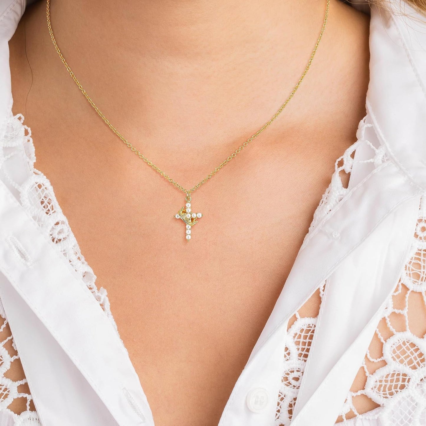 NECOCY Regalos de Pascua, collares mejorados con cruz de corona par...