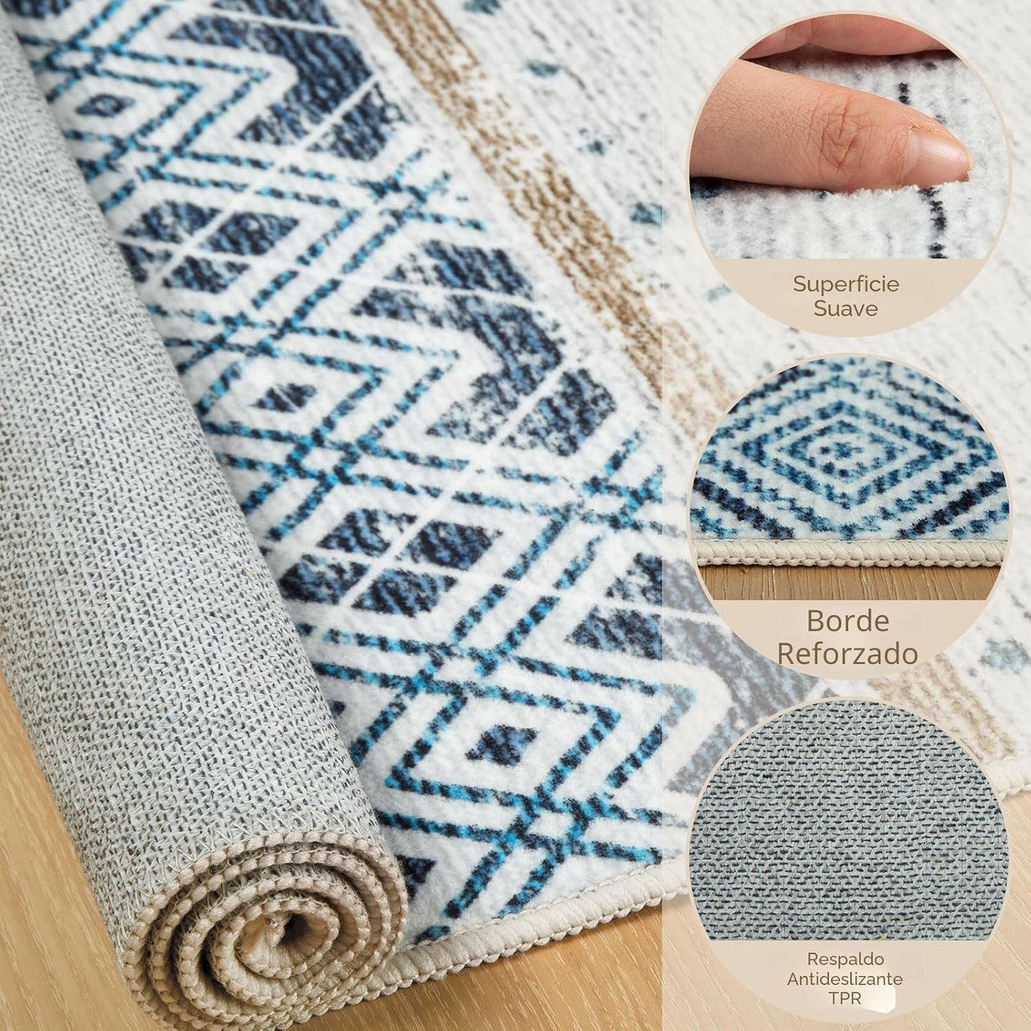 BESTSWEETIE Tapete de 5 x 7 pies para la sala, lavable, diseño marr...