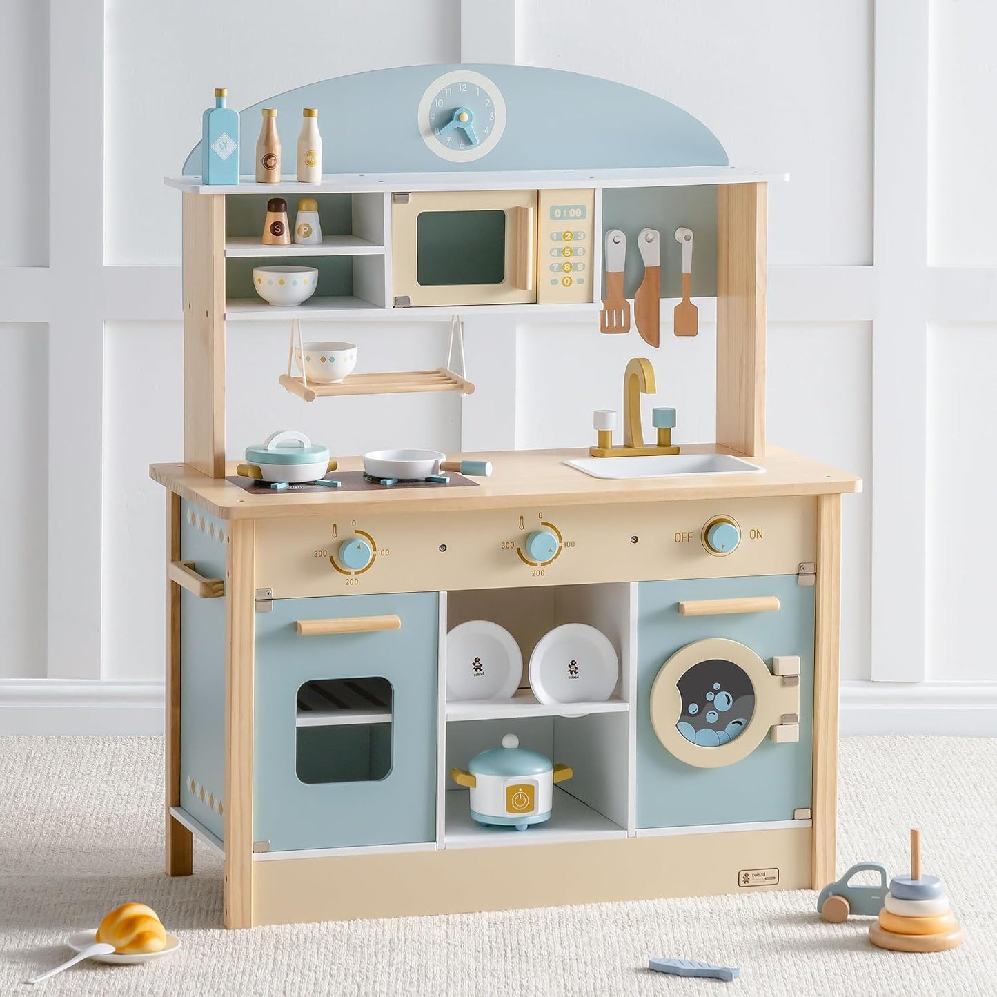 ROBUD Juego de cocina de madera para niños pequeños, regalo de coci...