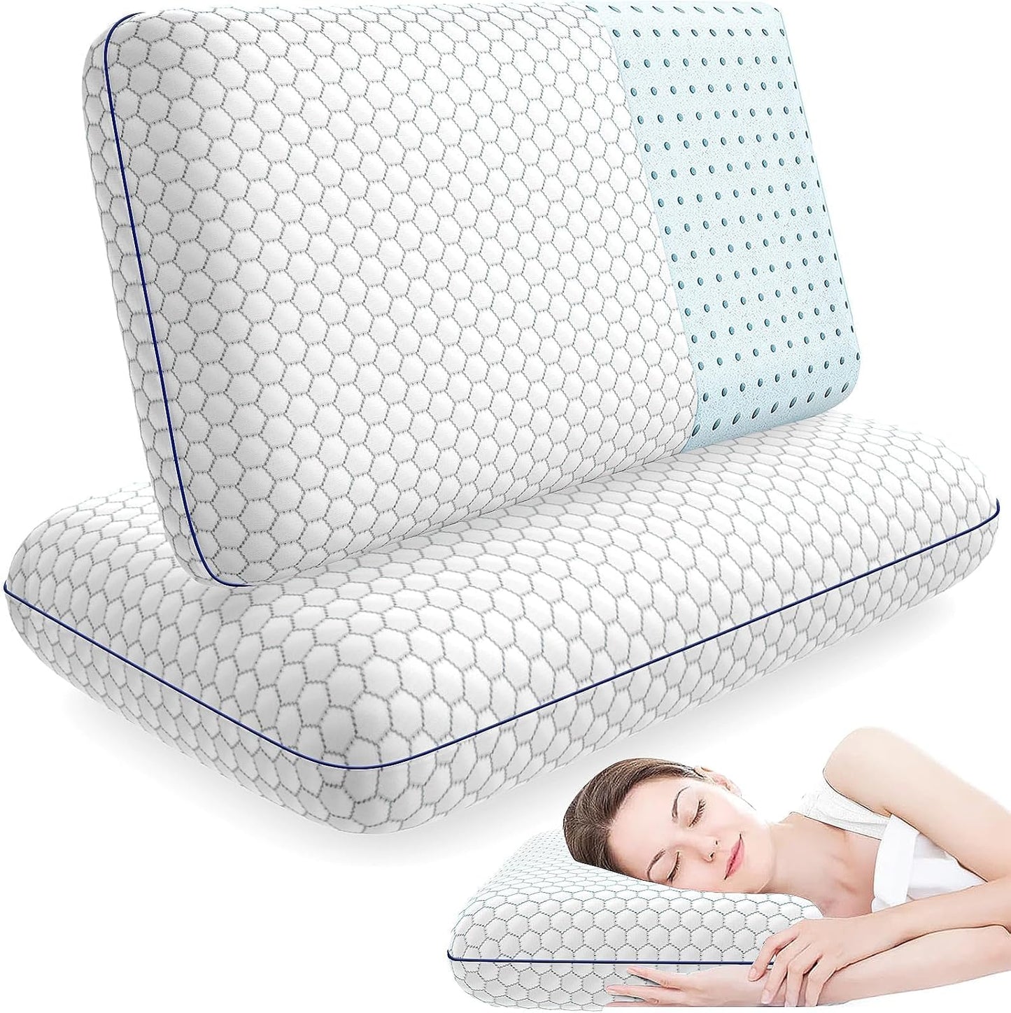 CushyOasis - Paquete de 2 almohadas de espuma viscoelástica para pe...