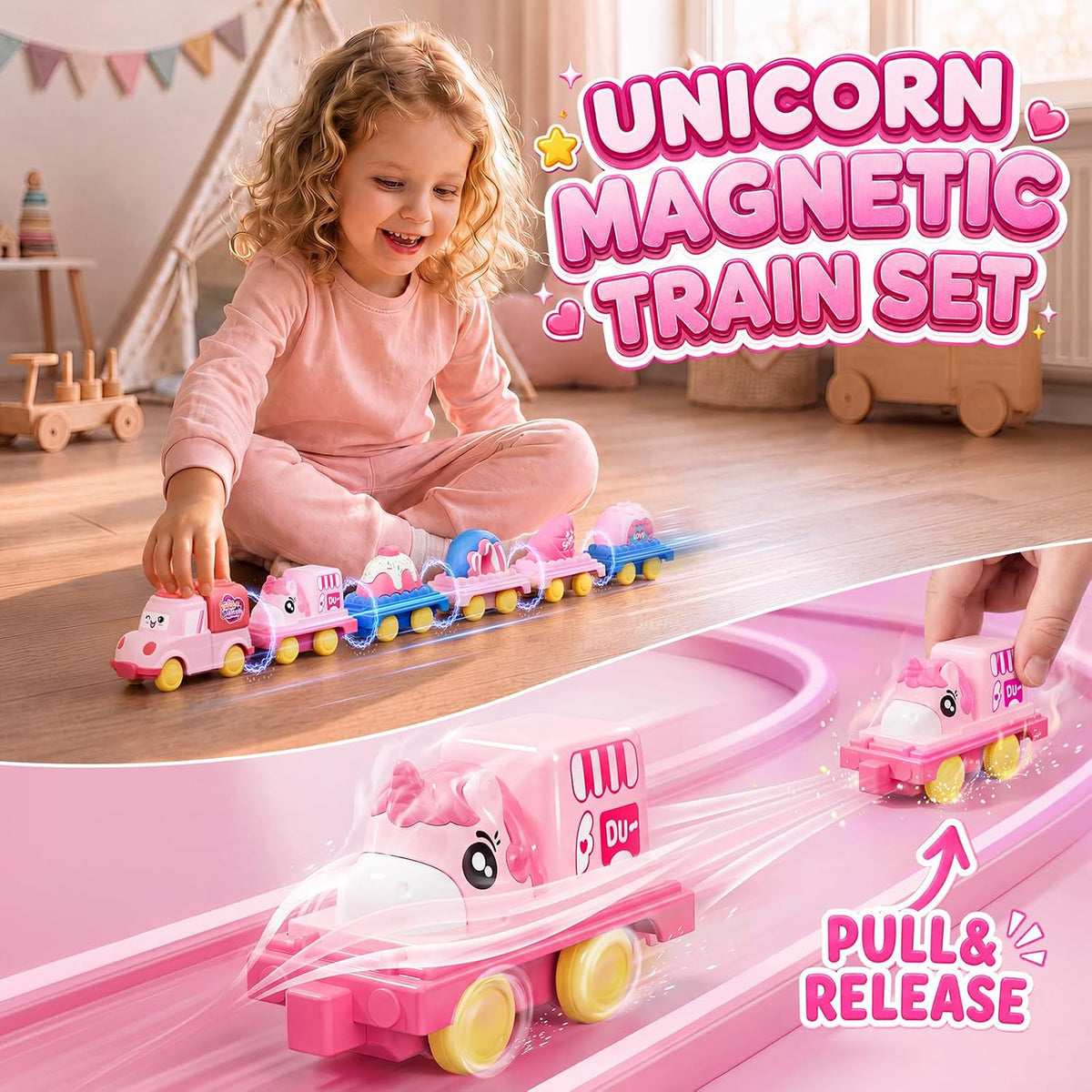 Liunkeng Camión de juguete de unicornio 13 en 1 para niñas de 2 a 6...