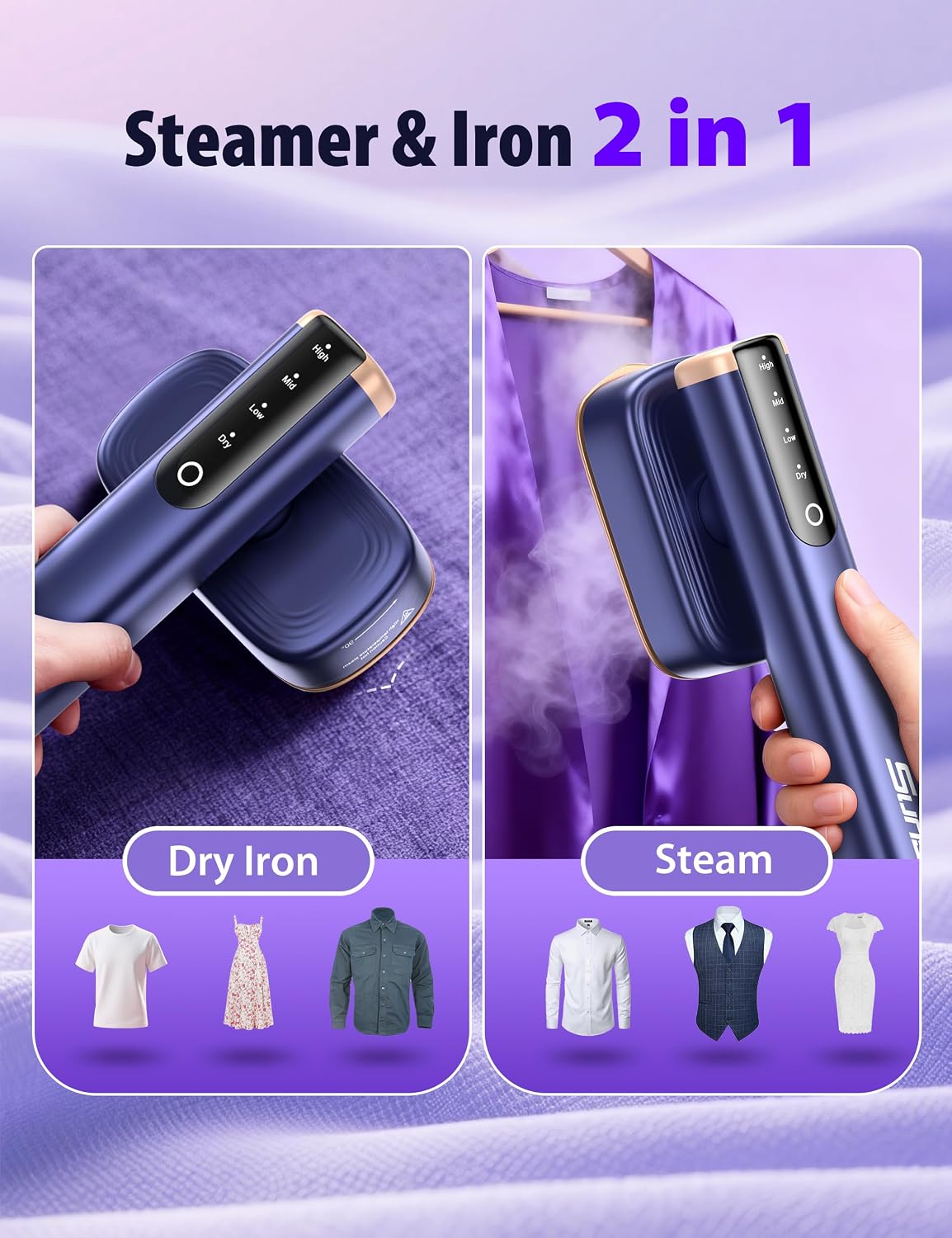 Sundu Vaporizador de viaje para ropa, eliminación rápida de arrugas...