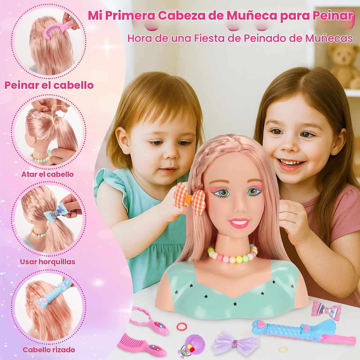 Ylpaprm 41 Piezas Cabeza de Peinado de Lujo Muñeca Cabeza de Peinad...