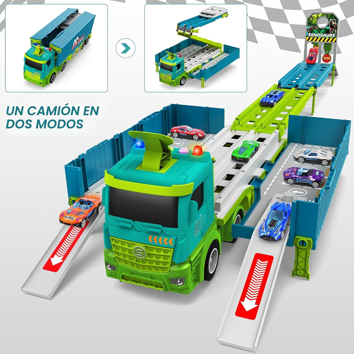 Juguetes de Pista de Carreras con Camión Transportador para Niños P...