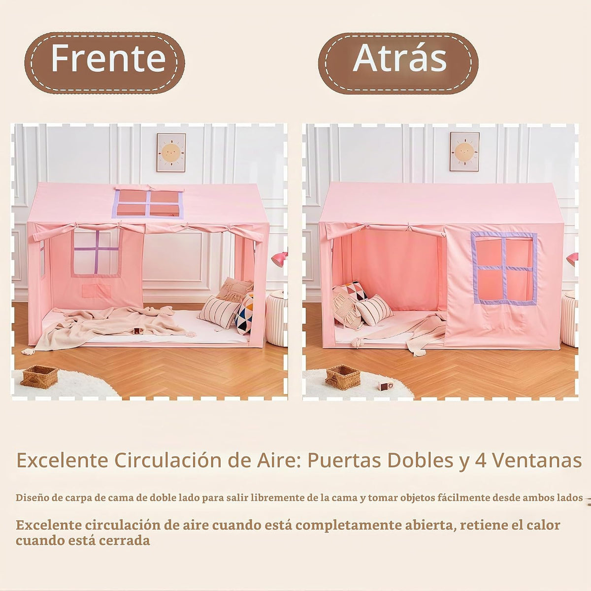 WANFASO Tienda de campaña para cama individual interior con dosel p...