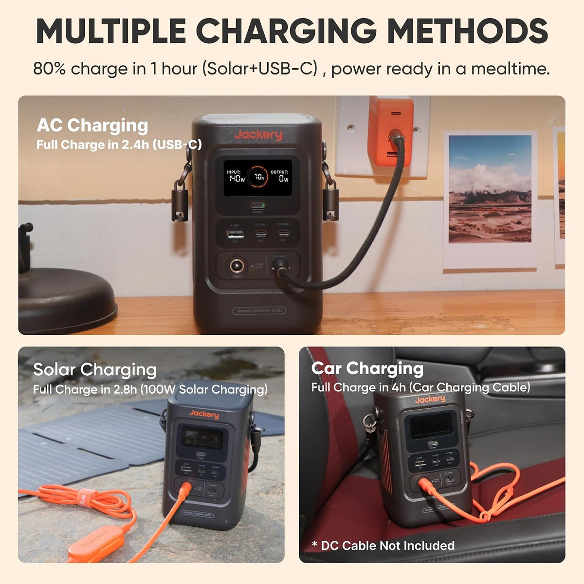 Banco de energía Jackery Explorer 240D, 256 Wh, 200 W CC | Batería...