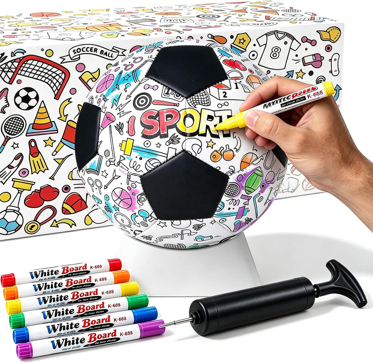 Champhox Colorea tu propio balón de fútbol tamaño 3 para niños 3-7...