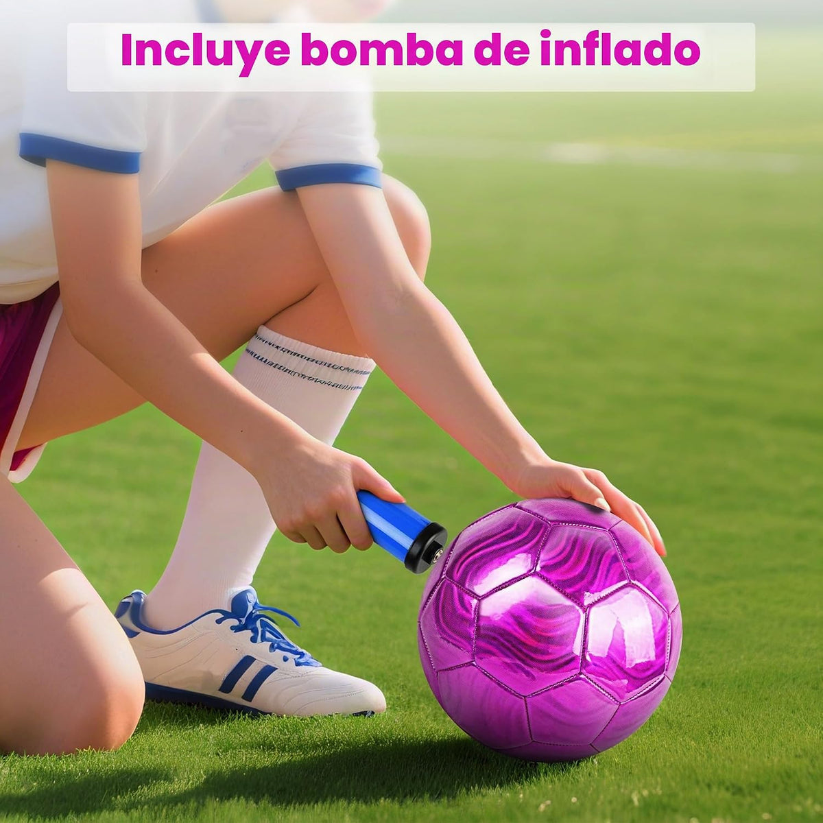 Champhox Pelota de fútbol tamaño 4 con purpurina rosa - Pelota de f...