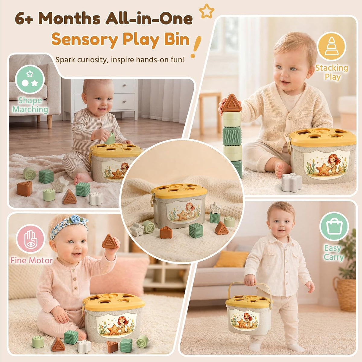FEBALHS Juguetes para bebés de 6 a 12 meses, juguetes Montessori pa...