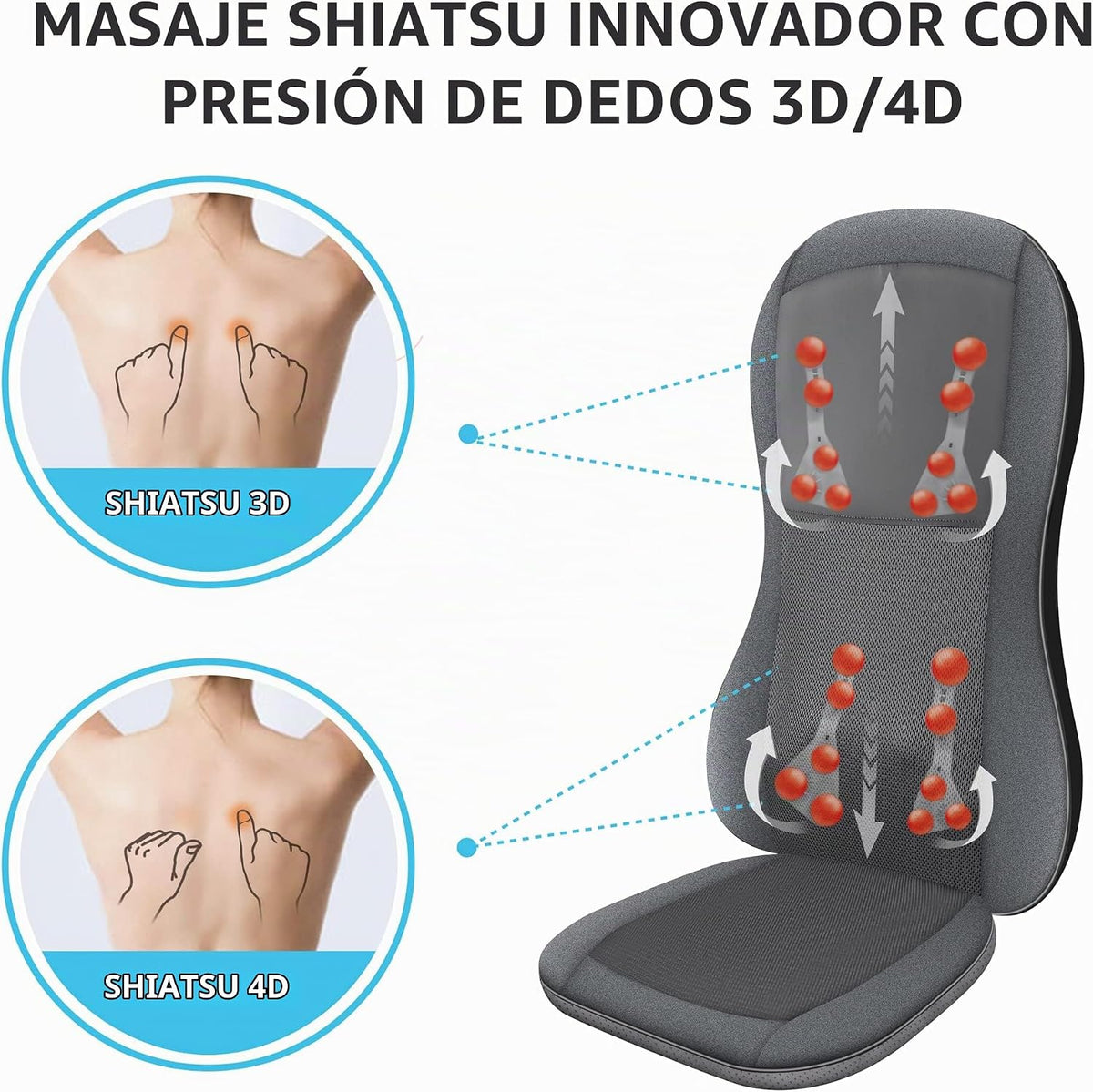 COMFIER Shiatsu - Masajeador de espalda con calor, almohadilla de s...