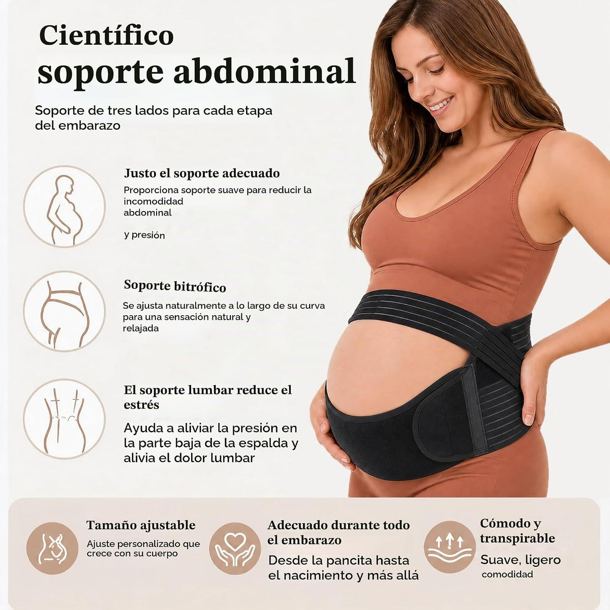 GLIDESMOOTH Banda de vientre para embarazo, soporte transpirable pa...